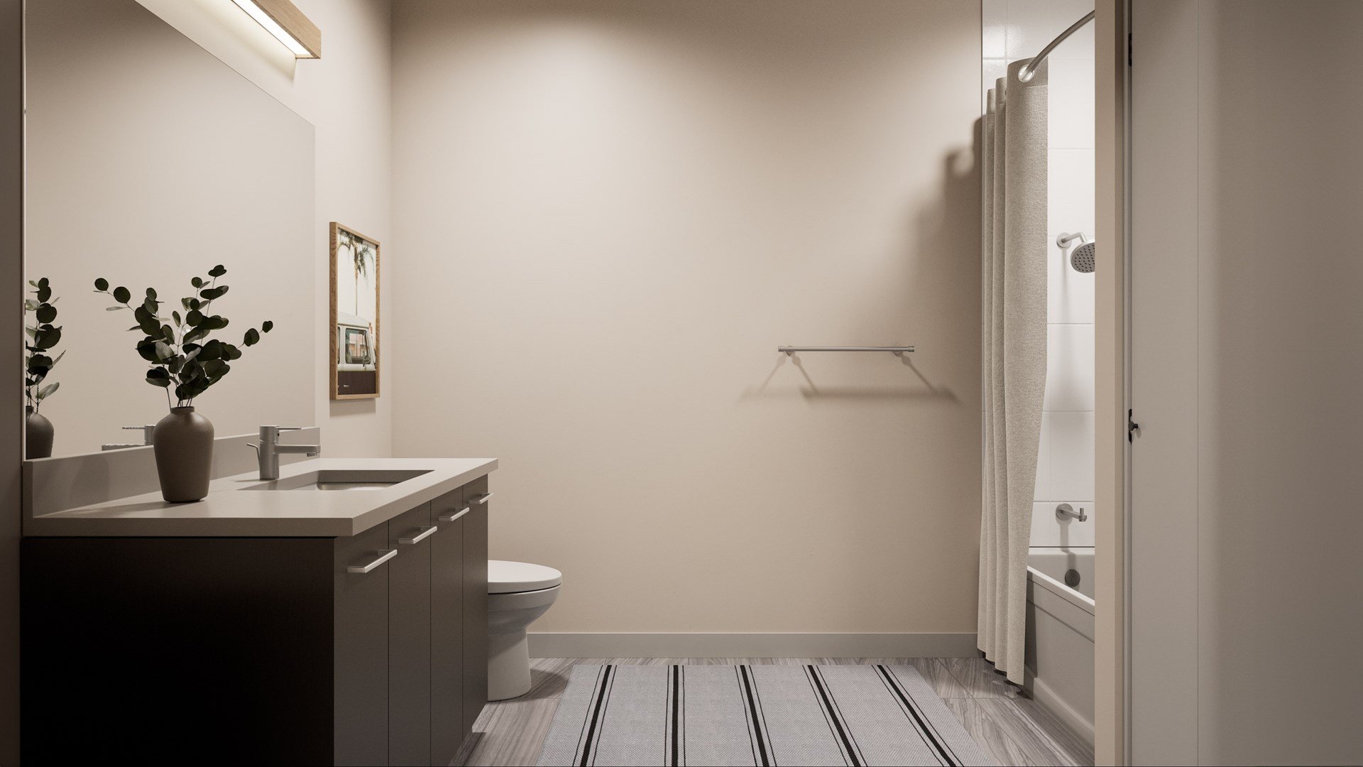 a bathroom with a sink and a toilet and a shower